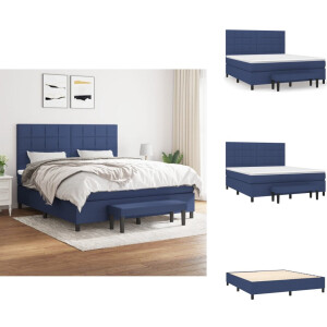 vidaXL Boxspring - Boxsprings - Pocketveringbed - Bed - Boxspring met matras stof blauw 180x200 cm