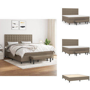vidaXL Boxspring - Boxsprings - Pocketveringbed - Bed - Boxspring met matras stof taupe 180x200 cm