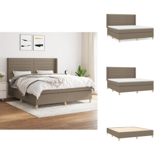 vidaXL Boxspring - Boxsprings - Bed - Slaapmeubel - Boxspring met matras stof taupe 180x200 cm