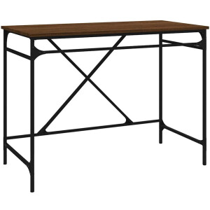 vidaXL - Bureau - 100x50x75 - cm - bewerkt - hout - en - ijzer - bruin - eikenkleur