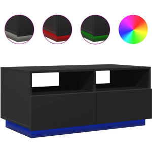 vidaXL Salontafel - Salontafels - Bijzettafel - Salontafel - Salontafel met LED-verlichting 90x49x40 cm zwart