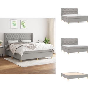 vidaXL - Boxspring - met - matras - stof - lichtgrijs - 160x200 - cm