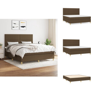 vidaXL Boxspring - Boxsprings - Bed - Slaapmeubel - Boxspring met matras stof donkerbruin 160x200 cm