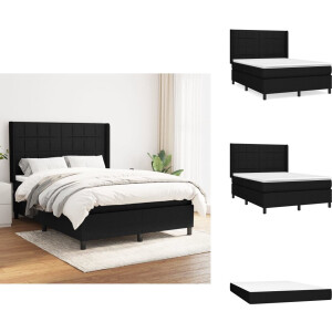 vidaXL Boxspring - Boxsprings - Bed - Slaapmeubel - Boxspring met matras stof zwart 140x190 cm