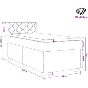 vidaXL - Boxspringbed - met - matras - met - hoofdeinde - Zwart - 100 - x - 200 - cm - Stof