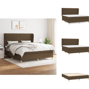 vidaXL Boxspring - Boxsprings - Bed - Slaapmeubel - Boxspring met matras stof donkerbruin 180x200 cm