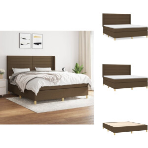 vidaXL Boxspring - Boxsprings - Bed - Slaapmeubel - Boxspring met matras stof donkerbruin 160x200 cm