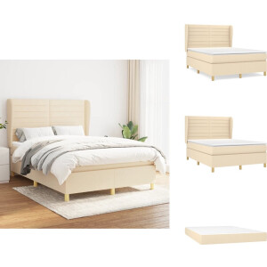 vidaXL Boxspring - Boxsprings - Bed - Slaapmeubel - Boxspring met matras stof crèmekleurig 140x200 cm