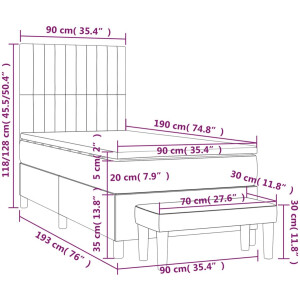 vidaXL - Boxspring - met - matras - stof - donkergrijs - 90x190 - cm