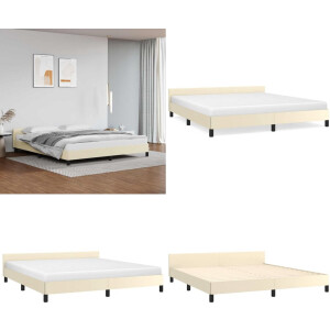 vidaXL Bedframe met hoofdeinde zonder matras 160x200 cm crèmekleurig - Bedframe Met Hoofdbord - Bedframes Met Hoofdborden - Bedframe - Bed
