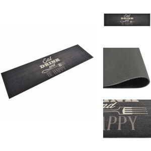 vidaXL Keukenmat - Keukenmatten - Keukentapijt - Kleed - Keukenmat wasbaar keukenprint 45x150 cm fluweel zwart