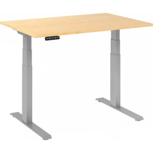 Bureau XDKB elektrisch in hoogte verstelbaar 120 x 80 esdoorn - Zilver