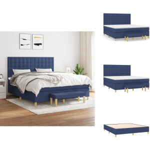 vidaXL Boxspring - Boxsprings - Pocketveringbed - Bed - Boxspring met matras stof blauw 180x200 cm