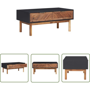 vidaXL Salontafel Acacia - Houten Salontafel - Salontafel 90x50x40 cm massief acaciahout en MDF - Bijzettafel - Koffietafel - Vintage Salontafel