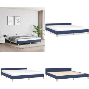 vidaXL Bedframe met hoofdeinde zonder matras 180x200 cm stof blauw - Bedframe Met Hoofdeinde - Bedframes Met Hoofdeindes - Bed - Slaapmeubel