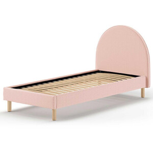 Leen Bakker - Gestoffeerd Bed Maeva 90x200cm - Bouclé Stof - Textiel - Roze