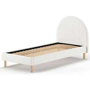 Leen Bakker - Eenpersoonsbed Maeva - 212x97x107 Cm - Te Bouclé Stof - Textiel - Wit