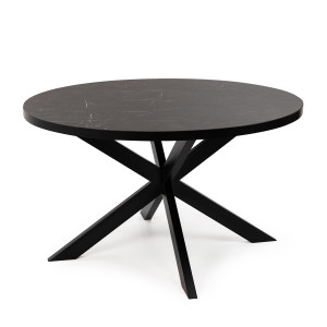 Stalux Ronde Eettafel 'Daan' 148cm, kleur zwart / zwart marmer