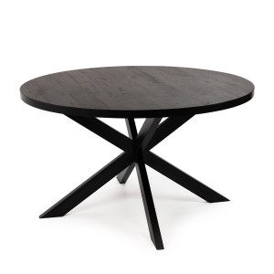 Stalux Ronde Eettafel 'Daan' 135cm, kleur zwart / zwart eiken