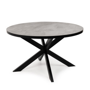 Stalux Ronde eettafel 'Daan' 148cm, kleur zwart / beton