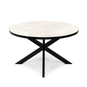 Stalux Ronde Eettafel 'Daan' 148cm, kleur zwart / wit marmer