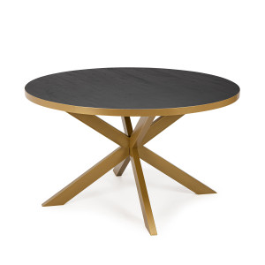 Stalux Ronde Eettafel 'Daan' 135cm, kleur goud / zwart eiken