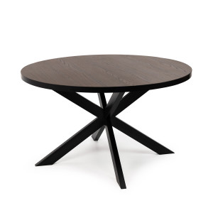 Stalux Ronde eettafel 'Daan' 148cm, kleur zwart / bruin hout