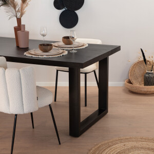 LivingFurn Eettafel 'Kala' Mangohout, 200 x 100cm, kleur zwart