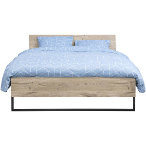 Leen Bakker - Bed Dex - Eikenkleur - 140x200 Cm - Metaal/Spaanplaat - Bruin#Beige