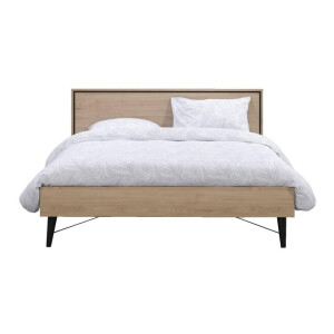 Leen Bakker - Bed Kansas - Eikenkleur - 160x200 Cm - Spaanplaat - Bruin