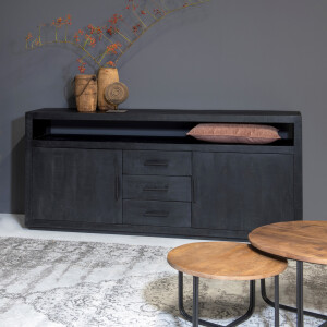 Livingfurn Dressoir 'Jaxx' Mangohout, 180cm, kleur Zwart