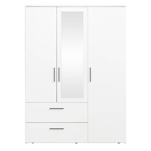 Leen Bakker - Kledingkast Orleans 3 Deurs - 201x145x58 Cm - Spaanplaat - Wit
