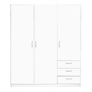 Kledingkast Varia 3-deurs - wit - 175x146x50 cm - Leen Bakker