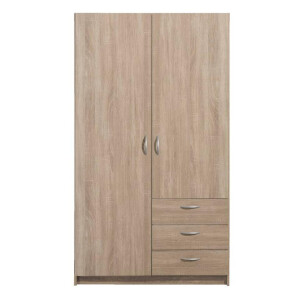 Leen Bakker - Kledingkast Varia 2-deurs - Licht Eiken - 175x97x50 Cm - Spaanplaat - Bruin