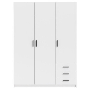 25% korting - Leen Bakker - Kledingkast Sprint 3-deurs - 200x147x50 Cm - Spaanplaat - Wit