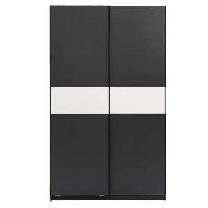 25% korting - Leen Bakker - Schuifdeurkast Genua - Antraciet/wit - 204x122x60 Cm - Spaanplaat - Zwart#Grijs - 60.3x122.4x204 Cm