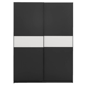 25% korting - Leen Bakker - Schuifdeurkast Genua - Antraciet/wit - 204x150x60 Cm - Spaanplaat - Grijs#Zwart - 60.3x150.6x204 Cm