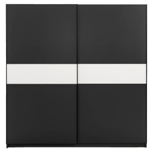 25% korting - Leen Bakker - Schuifdeurkast Genua - Antraciet/wit - 204x200x60 Cm - Spaanplaat - Zwart#Grijs - 60.3x200.2x204 Cm