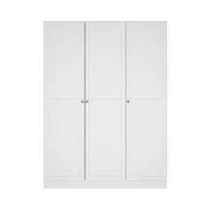 25% korting - Leen Bakker - Kledingkast Lynn 3-deurs - 200x147x62 Cm - Spaanplaat - Wit - 61.7x147x200.1 Cm