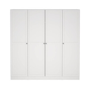 25% korting - Leen Bakker - Kledingkast Lynn 4-deurs - 200x196x62 Cm - Spaanplaat - Wit - 61.7x195.5x200.1 Cm