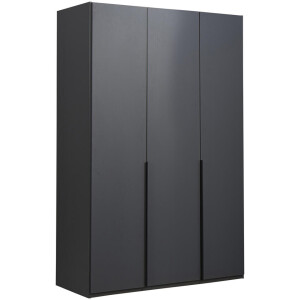 25% korting - Leen Bakker - Kledingkast Milaan 3-deurs - Grafiet - 236x135x58 Cm - Spaanplaat - Grijs#Zwart