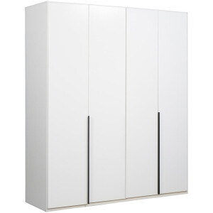 25% korting - Leen Bakker - Kledingkast Milaan 4-deurs - 236x180x58 Cm - Spaanplaat - Wit