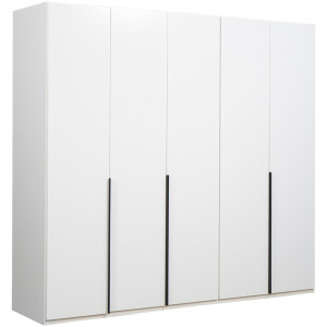 25% korting - Leen Bakker - Kledingkast Milaan 5-deurs - 236x225x58 Cm - Spaanplaat - Wit