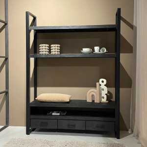 Livingfurn Hoog TV-meubel 'Norris' Mangohout en staal, 150 cm