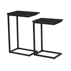 Livingfurn Laptoptafel 'Norris' Mangohout en staal, Set van 2 stuks