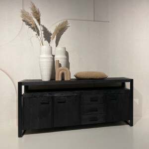 Livingfurn Dressoir 'Norris' Mangohout en staal, 210 cm