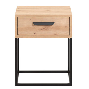 Leen Bakker - Nachtkastje Tokio - 1 Lade - Eikenkleur - Spaanplaat - Beige - 38.5x40x51.7 Cm