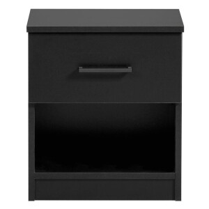 Leen Bakker - Nachtkastje Sena - 1 Lade - Spaanplaat - Zwart - 41x32x47.3 Cm