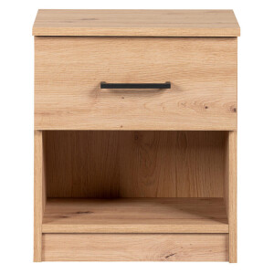 2e Halve Prijs Leen Bakker - Nachtkastje Sena - 1 Lade - Eikenkleur - Spaanplaat - Bruin - 41x47.3x32 Cm