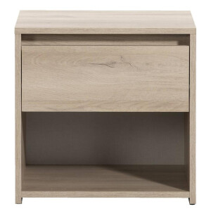 2e Halve Prijs Leen Bakker - Nachtkastje Lyon - 1 Lade - Eikenkleur - Spaanplaat - Bruin - 45x44x35 Cm